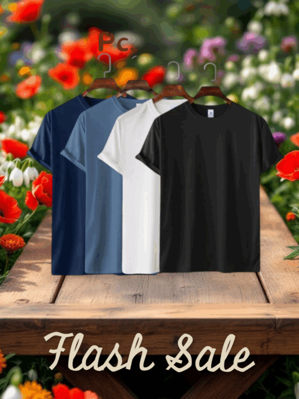 Mens Premium Lycra Cotton Blank T-shirt - Combo 4 Pcs - Image 2
