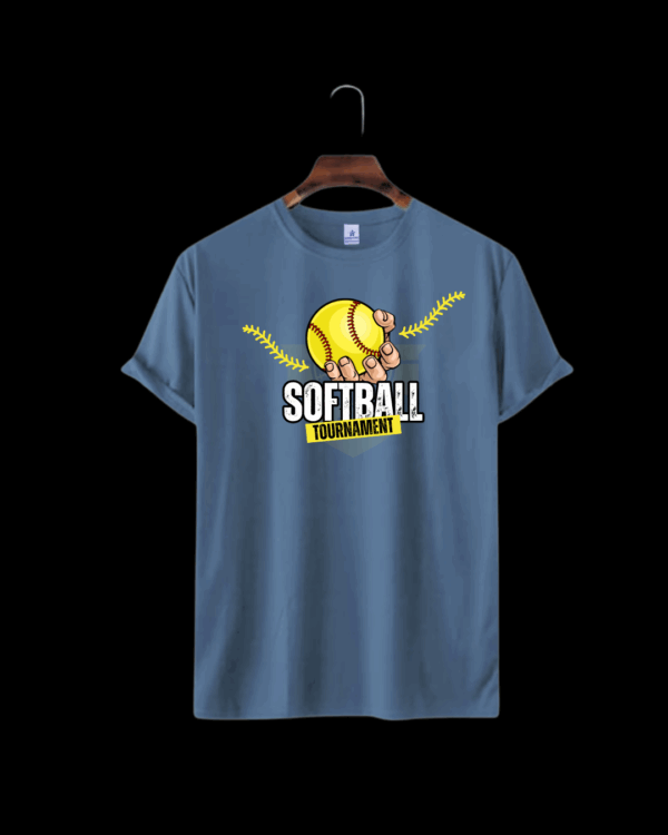 Mens Premium Lycra Cotton Softball Printed T-shirt - Petrol
