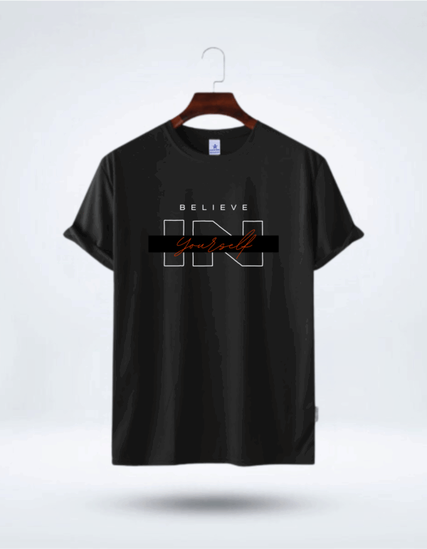 Mens Premium Lycra Cotton Believe In Your Self Printed T-shirt - Image 2