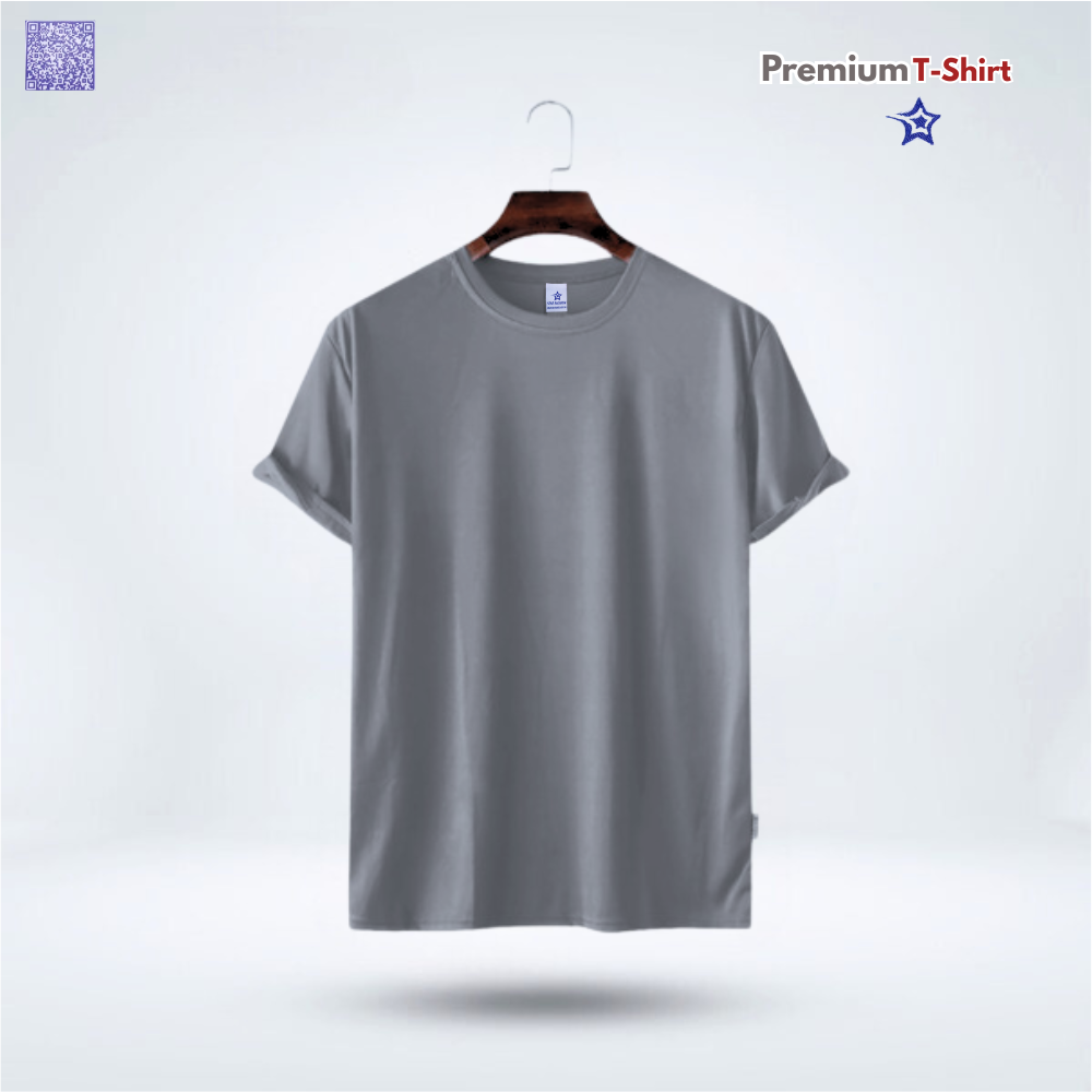 Mens Premium Lycra Cotton Blank T-shirt - Silver