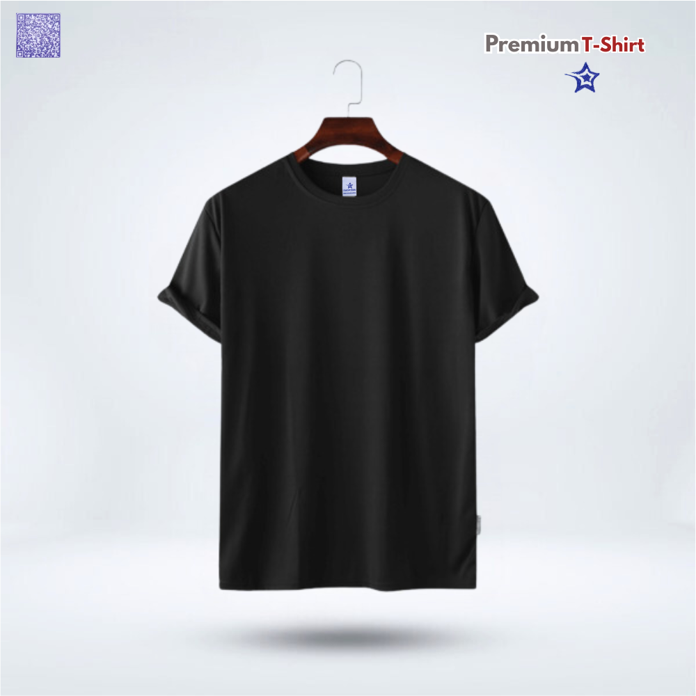 Mens Premium Lycra Cotton Blank T-shirt - Black