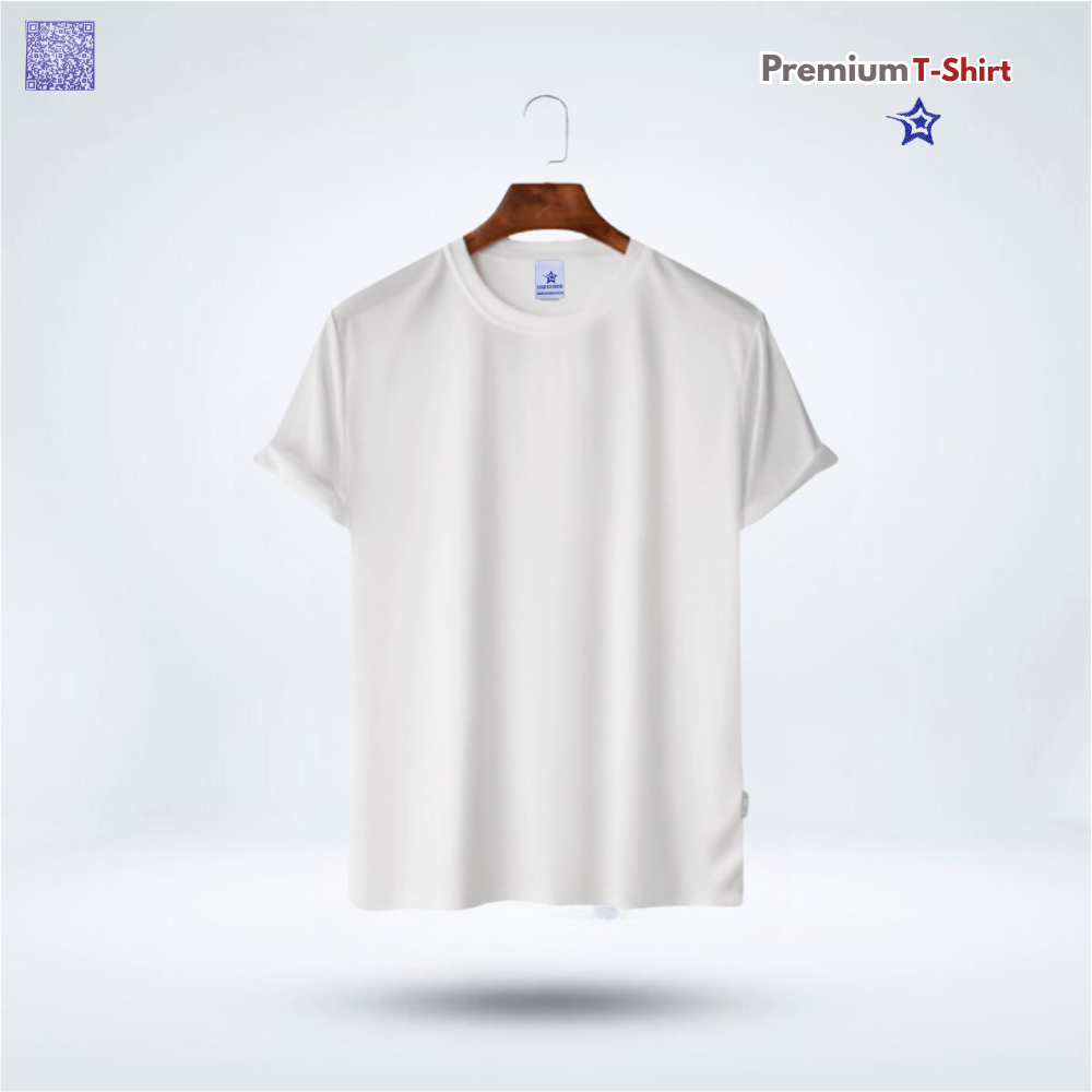 Mens Premium Lycra Cotton Blank T-shirt - White