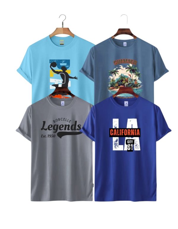 Mens Premium Lycra  Printed T-shirt - 4 Pcs Combo Offer