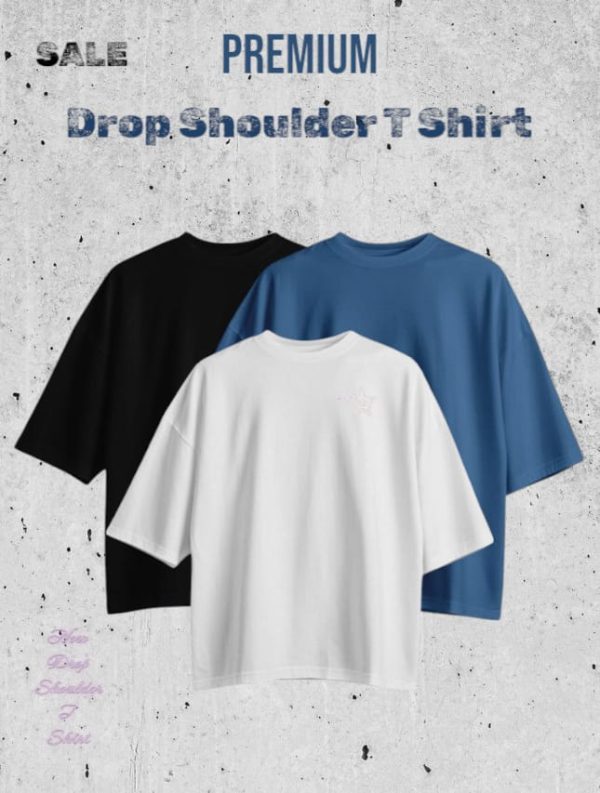 Star Fashion Signature Solid Drop-Shoulder -Combo Black, Petroal, White